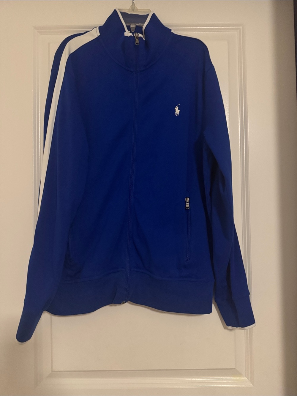 Polo by Ralph Lauren Royal Blue Full-Zip Track Jacket with White Stripes